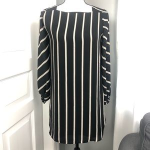Loft Striped Square Neck Shift Dress Sz XXSP